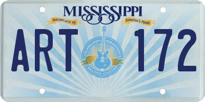MS license plate ART172