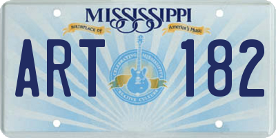 MS license plate ART182