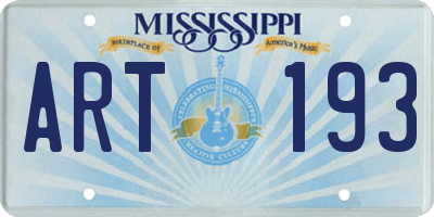 MS license plate ART193