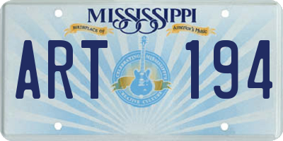 MS license plate ART194