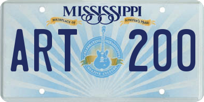 MS license plate ART200
