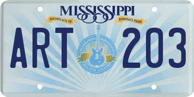 MS license plate ART203