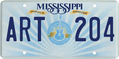 MS license plate ART204