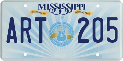 MS license plate ART205