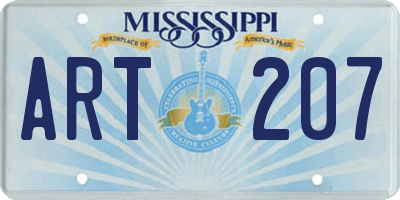 MS license plate ART207