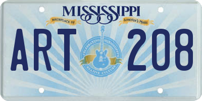 MS license plate ART208