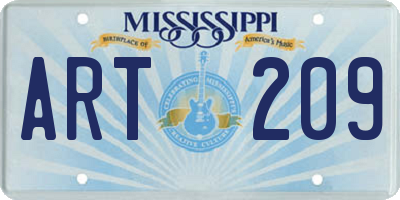 MS license plate ART209