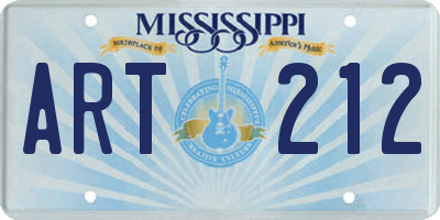 MS license plate ART212