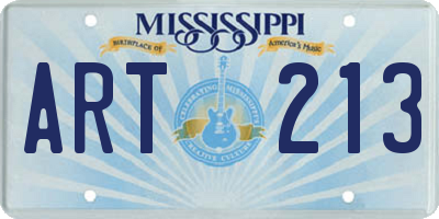 MS license plate ART213