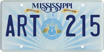 MS license plate ART215