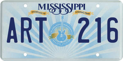 MS license plate ART216