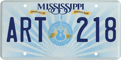 MS license plate ART218