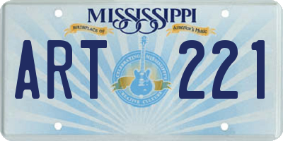 MS license plate ART221