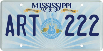 MS license plate ART222
