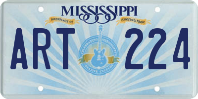 MS license plate ART224