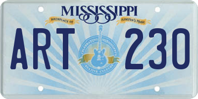 MS license plate ART230