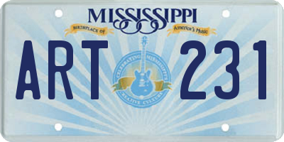 MS license plate ART231