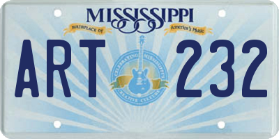 MS license plate ART232