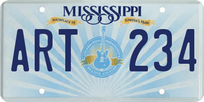 MS license plate ART234