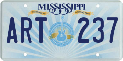 MS license plate ART237