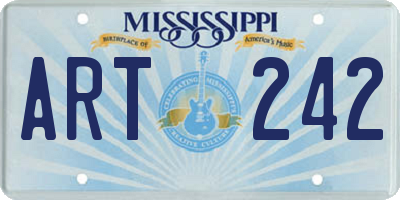 MS license plate ART242