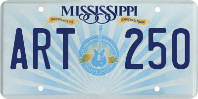 MS license plate ART250