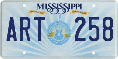 MS license plate ART258