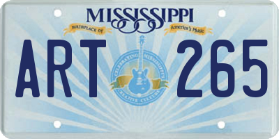 MS license plate ART265