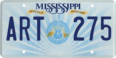MS license plate ART275