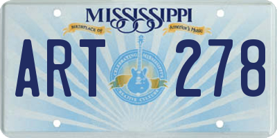 MS license plate ART278