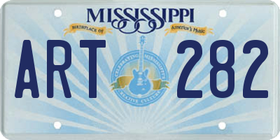 MS license plate ART282