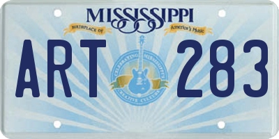 MS license plate ART283