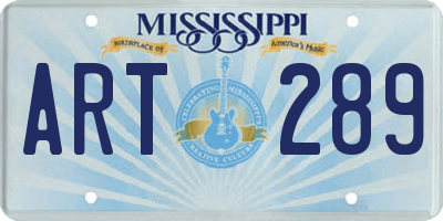 MS license plate ART289