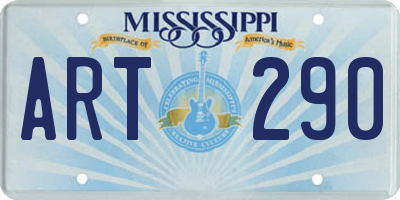 MS license plate ART290