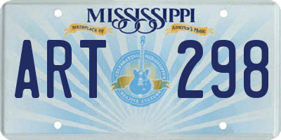 MS license plate ART298