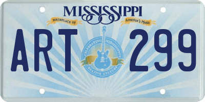 MS license plate ART299