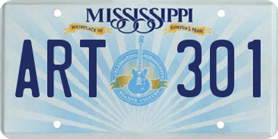 MS license plate ART301