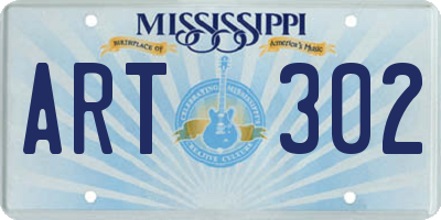 MS license plate ART302