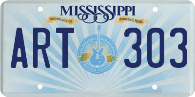 MS license plate ART303