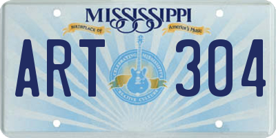 MS license plate ART304