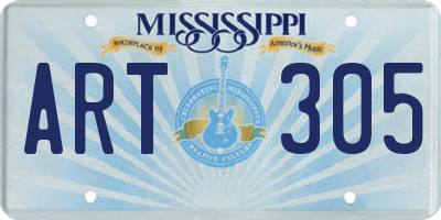 MS license plate ART305