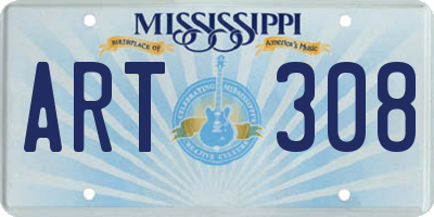 MS license plate ART308