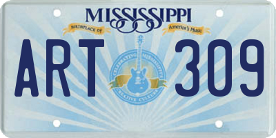 MS license plate ART309