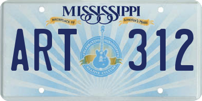 MS license plate ART312
