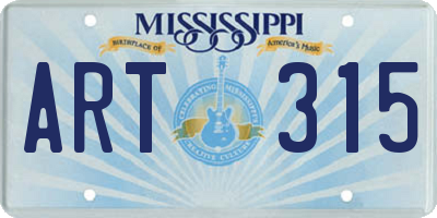 MS license plate ART315