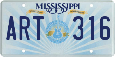 MS license plate ART316