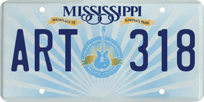 MS license plate ART318