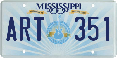 MS license plate ART351