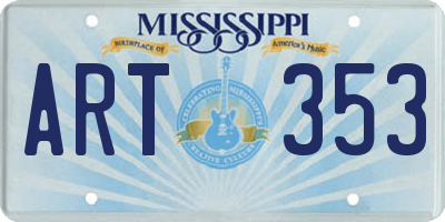 MS license plate ART353