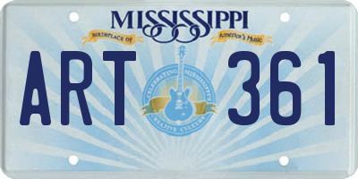 MS license plate ART361